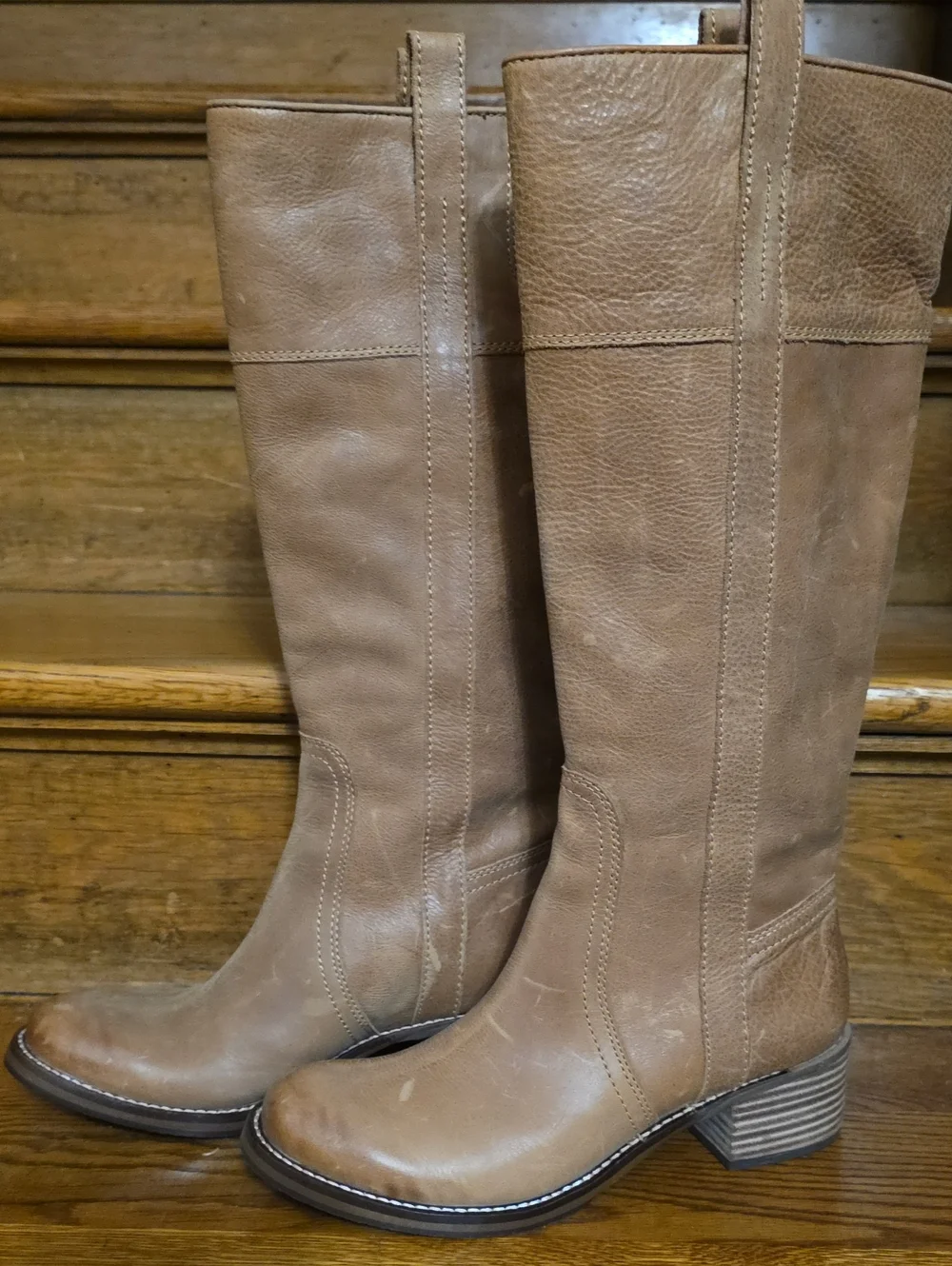 Lucky Brand Tall Leather Riding Boots in Tan Brown